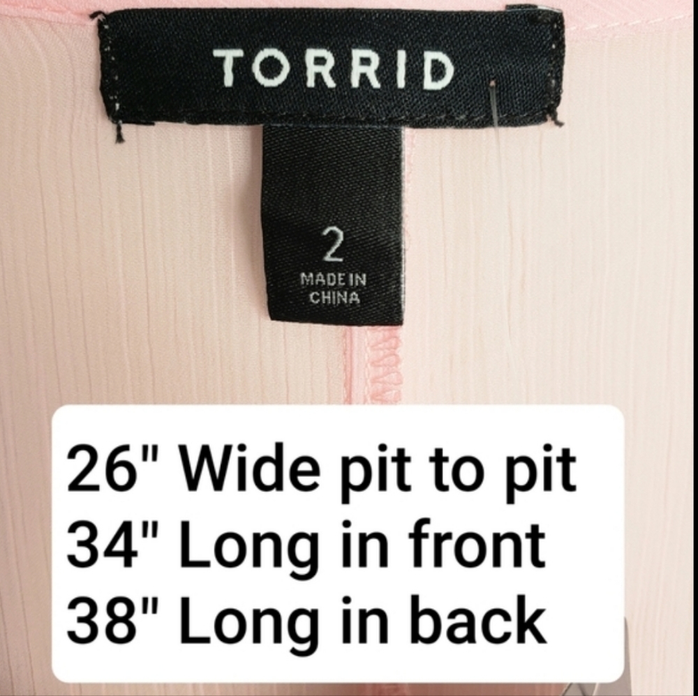 Torrid Kimono Top 2X 18/20W Crinkled Pink Chiffon Sheer Ruffle Bell Sleeve NWT - Picture 8 of 14